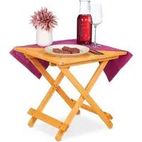 Relaxdays Klapptisch aus Holz, für Wohnzimmer, Balkon & Terrasse, tragbar, stabil, Beistelltisch HBT: 50x50x50 cm, natur