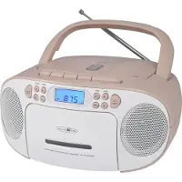 Reflexion RCR2260 weiß-pink / Boombox mit Radio, Kassette, CD und AUX-IN