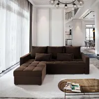 Masseno Ecksofa KOS PIK mit Schlaffunktion L-Form, Sofa mit Bettkasten, Wohnzimmersofa, Couch, Soffa, Bettsofa, Couchgarnitur- Braun, KRONOS 06