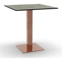 BIG Möbel Bistrotisch HPL Compact Premium | 70x70 cm Beton Grau | Rosé-Gold-Gestell 40x40 cm