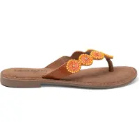 Lazamani Luna Damen Leder-Zehentrenner Apricot Größe 36