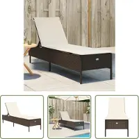 The Living Store Sonnenliege mit Auflage Braun Poly Rattan