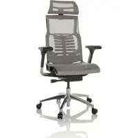 Hjh OFFICE High End Bürostuhl POFIT GEN2 Ergonomischer Schreibtischstuhl mit Armlehnen Netzstoff Hellgrau Drehstuhl für Büro, Zuhause