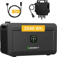 Growatt Balkonkraftwerk Speicher 2048Wh NOAH 2000 mit NEO-800M-X 800W Mikrowechselrichter, 1800W PV-Eingangsleistung für Balkonkraftwerk