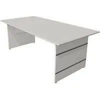 Kerkmann Schreibtisch Form 4 extragroß 200x100x68-76 cm Wangen-Gestell Lichtgrau