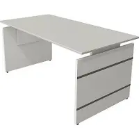 Kerkmann Schreibtisch Form 4 160x80x68-76 cm Wangen-Gestell Lichtgrau