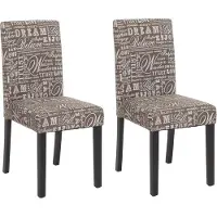 Chefgastro 2er-Set Esszimmerstuhl Stuhl Küchenstuhl klassisch und zeitlos | HxBxT 90x43x56cm | Sitzhöhe 45cm | Textil mit Schriftzug | dunkle Beine | Grau