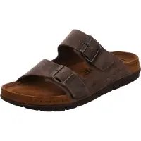 Rohde Herren Pantolette Leder Clog Schnalle Memoryfussbett bequem Rodigo-H 5918, Größe:47 EU, Farbe:Braun