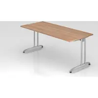 Proregal - Büromöbel mit top Leistungsdaten Schreibtisch Markku | Nussbaum | BxT 180x80cm | Arbeitshöhe 72cm | höhenjustierbar 0-10 mm | C-Fuß-Gestell Silber | Rechteckform