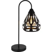 Globo Lighting Tischleuchte Metall schwarz matt, Metall schwarz matt, Dekorstanzungen, Kabel PVC schwarz, Wippschalter am Kabel, LxBxH: 280x170x480mm, Kabellänge 1500mm, exkl. 1x E27 40W 230V