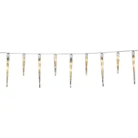 Konstsmide - LED Eiszapfen Lichtervorhang, 16 Zapfen, 24 bernsteinfarbene Dioden, 24V Außentrafo, weißes Kabel - 2746-802