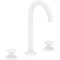 Hansgrohe AXOR One 3-Loch Waschtischarmatur Select 170 mit Push-Open Ablaufgarnitur, Ausladung 140mm, 48070700, Farbe: Weiß Matt