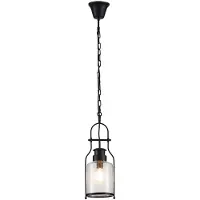 LINDBY Hängelampe Rozalie, schwarz, Metall, Laterne, 21cm