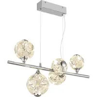 Globo Lighting Hängeleuchte Metall verchromt, K9 Kristalle klar, Höhenverstellbar, Kürzbar, LxBxH: 610x310x1500mm, inkl. LED 42.5W 230V, 4243lm Source, 3866lm Output, 3000K