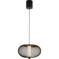 Nowa Hängeleuchte Metall schwarz matt, Metallgeflecht schwarz matt, Kunststoff opal, Kabel PVC schwarz, Höhe kürzbar, ø: 350mm, H: 1500mm, inkl. LED 15W 230V, 1620lm Source, 1000lm Output, 2700K