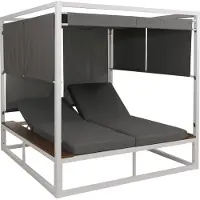 Mendler Aluminium Lounge-Gartenliege MCW-M63b, XL Sonnenliege Daybed, 10cm-Polster 200cm weiß Polster grau