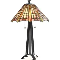 Casa Padrino Luxus Tiffany Tischleuchte Mehrfarbig Ø 50 x H. 76 cm - Tiffany Schreibtischleuchte - Wohnzimmer Deko Leuchte - Scheibtisch Deko Leuchte - Luxus Tiffany Leuchten