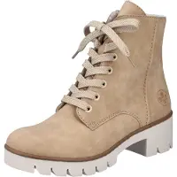 Rieker Damen Schnürboots Profilsohle Stiefelette X5702, Größe:37 EU, Farbe:Beige