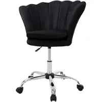 ML-Design Bürostuhl aus Samt, Schwarz, Schminktisch Stuhl mit Muschel-Rückenlehne, Drehstuhl mit Rollen, Schreibtischstuhl höhenverstellbar Drehhocker