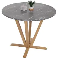 Mendler Bistrotisch MCW-M56, Tisch Esstisch, Massiv-Holz HPL Laminat Melamin Ø92cm, Marmor/Stein-Optik, helles Gestell