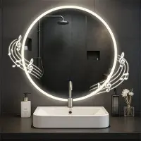CLP Badspiegel Laconia Bluetooth-Lautsprecher Anti-Beschlag LED-Beleuchtung dimmbar Größe Ø 80