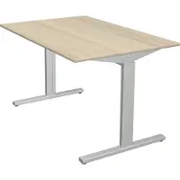 Kerkmann Schreibtisch Form 2 120x80x70-82 cm T-Fuß Alusilber ahorn