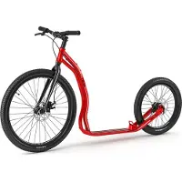 Yedoo Trexx Disc Alloy Roller Scooter Tretroller / Dogscooter - für Erwachsene und Teenager, bis 150 kg, mit Luftreifen 26/20, Scheibenbremsen und verstellbarem Lenker Rot