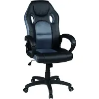 DUO sp. z o.o. Chefsessel RILEY, schwarz/grau, aus Kunstleder und Netzstoff, 120 kg Belastbarkeit, Wippmechanik, Lendenwirbelstütze