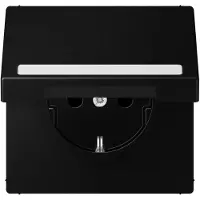JUNG SCHUKO Steckdose, 16 A 250 V , mit Schriftfeld, integrierter erhöhter Berührungsschutz, Klappdeckel, Thermoplast lackiert, Serie LS, graphitschwarz m LS1520BFNAKLSWM