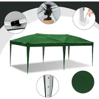 HENGDA Pavillon Faltpavillon 3x6m Grün Partyzelt UV-Schutz höhenverstellbarer mit Tragetasche, für Outdoor Garten Camping Ohne Seitenwänden