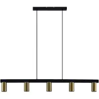 LINDBY Baliko 5 Pendelleuchte Black/Brass - , Baliko, dimmbar, Schwarz, für Wohnzimmer, Metall, Modern