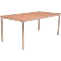 DELUKE Gartentisch ELSA - Teak, Silber , 180x90x75cm | Terrassentisch Wetterfest Outdoor Tisch