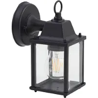 LINDBY Außenwandleuchte Rurik, schwarz, Glas, Aluminium, E27