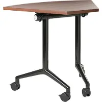 Beliani Schreibtisch Dunkelbraun MDF-Tischplatte u. Metallgestell 90x64 cm Modulsystem Klappbar Faltbar mit Rollen Mobil Bürotisch für Homeoffice Büro