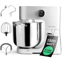 ProfiCook Küchenmaschine mit XXL 12L Schüssel | Knetmaschine mit 2500W Longlife-Profi-Motor | Metallgetriebe und LED-Display | PC KM 1254