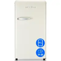 Medion Retro Kühlschrank (91 Liter, 91cm Höhe (höhenverstellbare Füße), höhenverstellbare Glasablagen, transparente Gemüseschublade, freistehend, Türanschlag rechts, Metall Türgriff, MD37800)