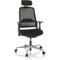 Hjh OFFICE Profi Bürostuhl TERARO AX Ergonomischer Schreibtischstuhl mit Armlehnen (höhenverstellbar) Stoff / Netzstoff Schwarz Drehstuhl für Büro, Zuhause