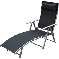 Outsunny Sonnenliege Liegestuhl Gartenliege 7 Positionen verstellbar Schwarz