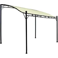 Degamo Pavillon Terrassenpavillon Anbaupavillon MANTOVA 3 x 2,5 Meter, Gestell Stahl schwarz, Plane wasserdicht beschichtet ecru
