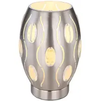 Globo Lighting Tischleuchte Metall Nickel matt, Metall Nickel matt, Acrylkristalle klar, Dekorstanzungen, Wippschalter am Kabel, ø: 150mm, H: 230mm, Kabellänge 1500mm, exkl. 1x E27 40W 230V