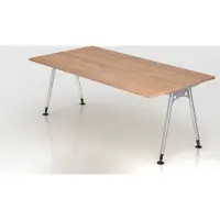 Proregal - Büromöbel mit top Leistungsdaten Schreibtisch Keijo | Nussbaum | BxT 200x100cm | Höhe 68-76cm | stufenlos höhenverstellbar | A-förmiges Rundrohrgestell Silber | Rechteckform