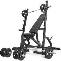 Marbo-sport Marbo Sport - Set MS8_2.0_83KG_G | Doppelseitig verstellbare Hantelbank + Multilevel-Ständer (2 Stück) + Stangen- und Hantelscheiben gummiert Set 83 kg