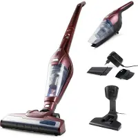 Primo PR508SV 2-in-1 schnurloser Stabstaubsauger - Beutelloser Staubsauger - Handstaubsauger - HEPA-Filter - Bordeaux