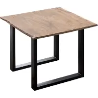 Sam Esstisch Baumkante massiv Akazie stonefarben 90 x 90 cm schwarz LAURINA
