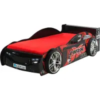 Möbelando Autobett >Autobett< in Schwarz aus MDF - 218x56x111cm (BxHxT)