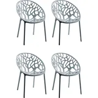 CLP Gartenstuhl Hope 4er Set grau stapelbar, wetterfest, 80x59x60 cm