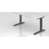 Proregal - Büromöbel mit top Leistungsdaten Schreibtisch Mika | Weiß | Graues Gestell | BxT 160x80cm | Arbeitshöhe 65-85cm | höhenjustierbar, 1cm Raster | C-Fuß-Gestell | Rechteckform