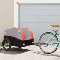 vidaXL "im " Fahrradanhänger für Haustiere - mit Wetterfester Bezug - Schwarz und Orange 45 kg Eisen - Fahrradanhänger CC25227