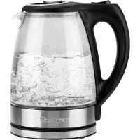 Clatronic Wasserkocher Edelstahl 1,7L | Wasserkocher Glas | 2200W | Wasserstandsanzeige | Kettle | Edelstahl Wasserkocher | WKS 3744 G