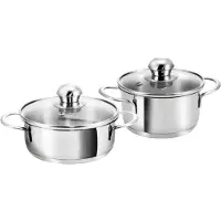 KOPF Mini Topfset Parvus (Edelstahl, 2-teilig, 12 + 14 cm, inkl. Glasdeckel, Induktion)